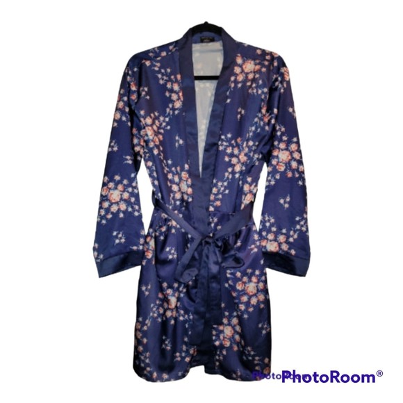 Morgan Lane XFabFitFun Allie RobeNavy Blue Floral S/M - Picture 2 of 9
